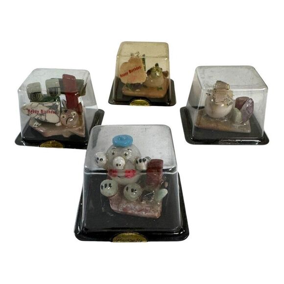 Gemcrafts Happy Birthday Snail Figurines Set Of 4 Gift Decor Gemstone Craft - Picture 1 of 6